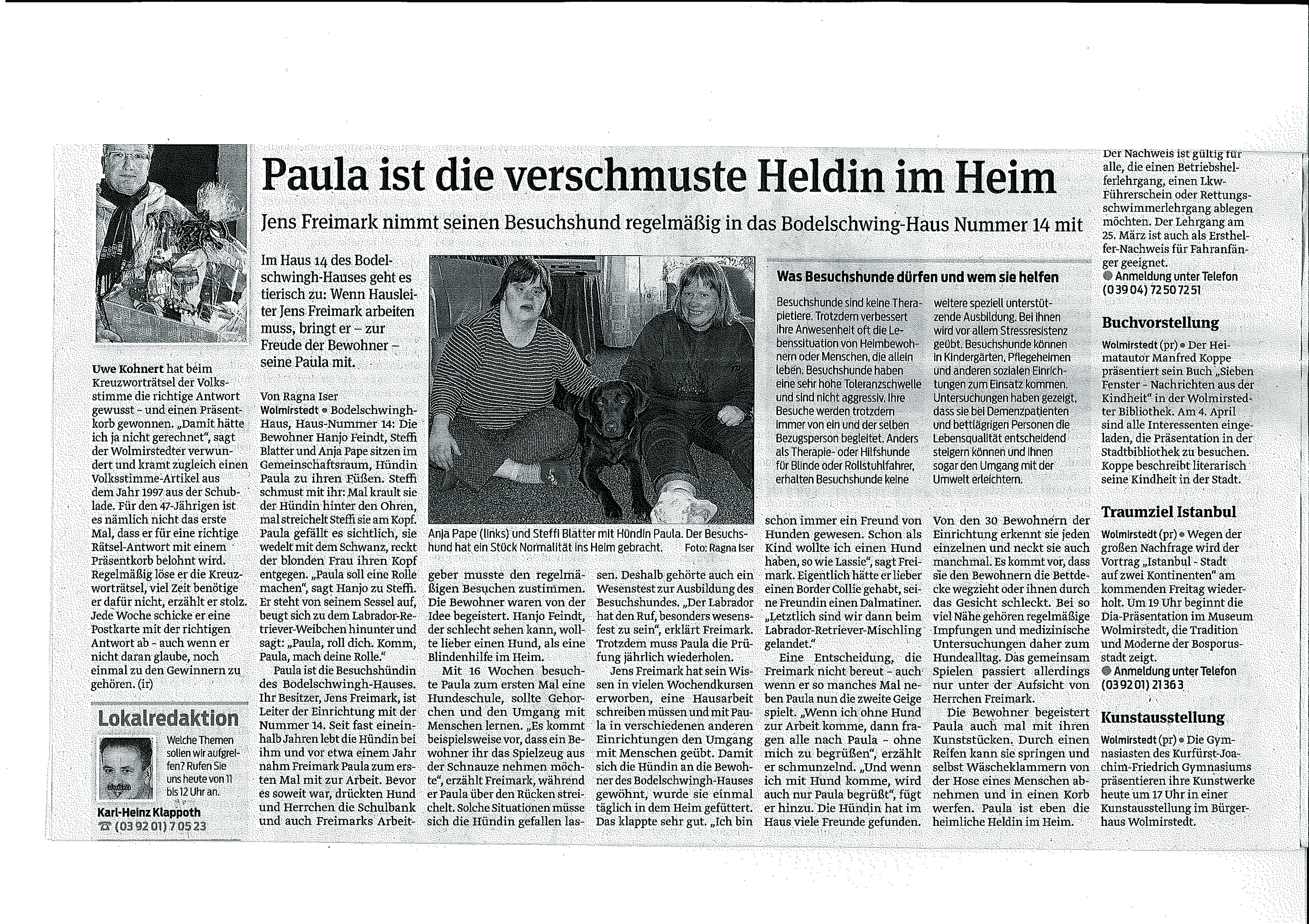 Paula wurde im TAZ ausgebildet und arbeitet jetzt im Bodelschwingh-Haus in Wolmirstedt